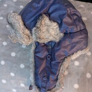 Stylish Blue Fur-Lined Women's Trapper Hat